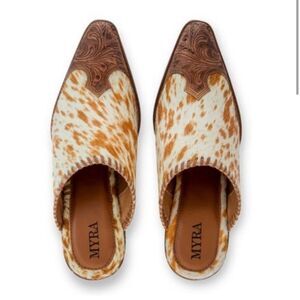 Myra ORANGE WESTERN HAND-TOOLED MULES SIZE 8 NEW IN BAG